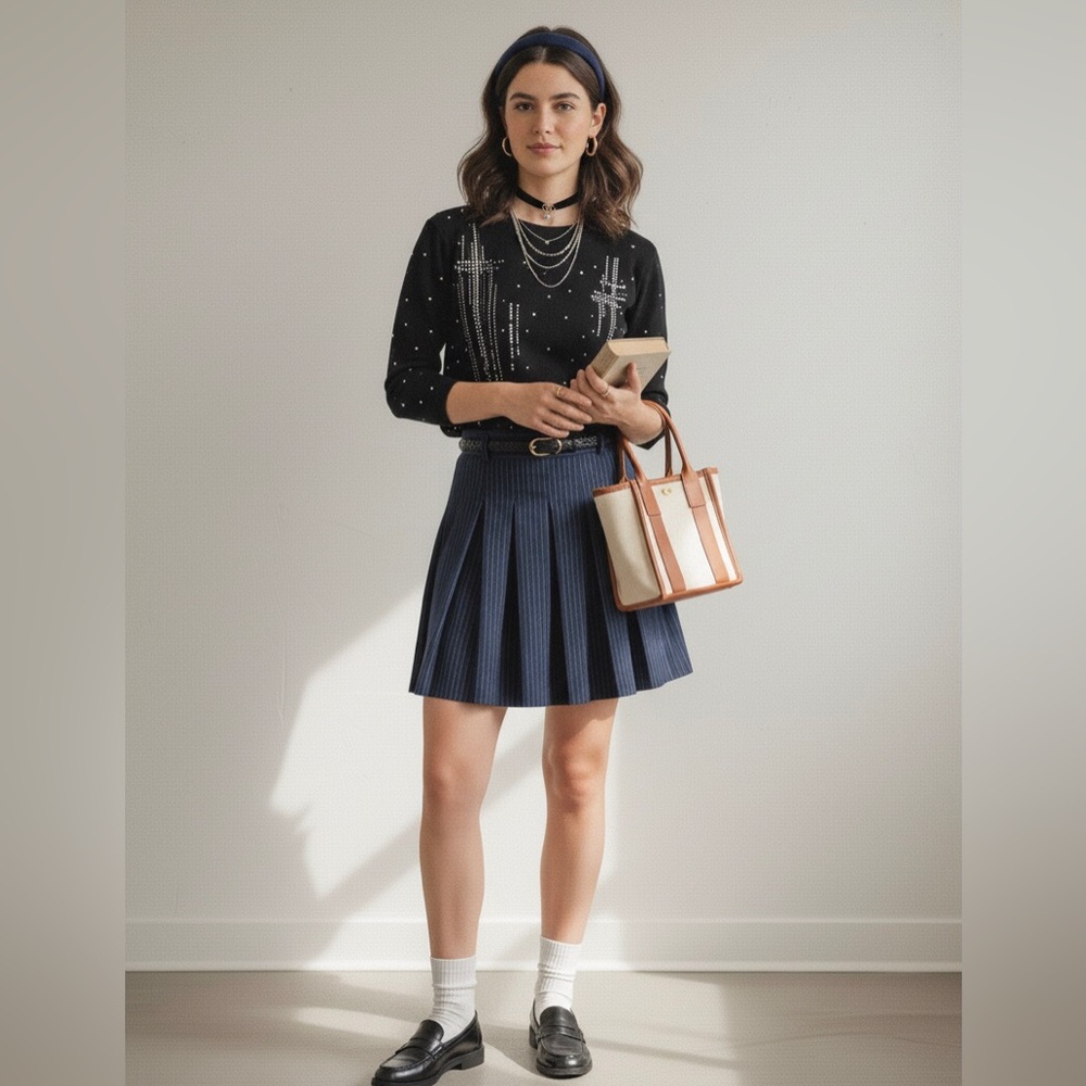 Goth Metallic Top Large Kische Studded Knit Witchy Top